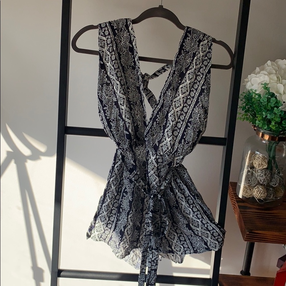 Deep Plunge Tie Up Romper